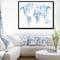 Designart - World Map Water Splash - Abstract Map Framed Canvas Art Print